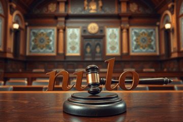 Imagen de un documento legal declarado nulo, destacando la falta de validez y eficacia en un contexto jurídico.