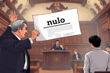 Un documento legal marcado como nulo, simbolizando decisiones sin validez.