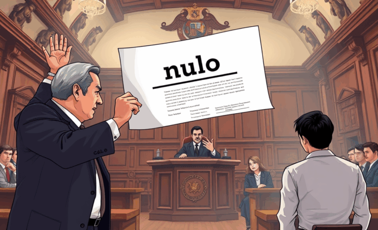 Un documento legal marcado como nulo, simbolizando decisiones sin validez.