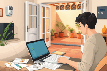 Imagen de una persona revisando documentos financieros para acceder a un crédito seguro.