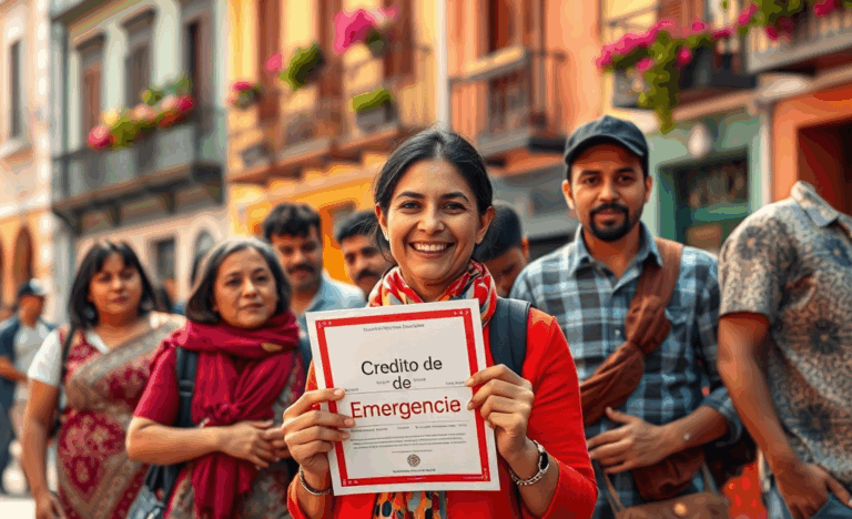 Inmigrantes recibiendo asesoría financiera para acceder a créditos de emergencia.