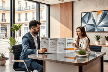 Personas revisando opciones de crédito personal en Unicaja Banco