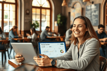 Una persona utilizando su dispositivo móvil para solicitar un préstamo online con respuesta inmediata.