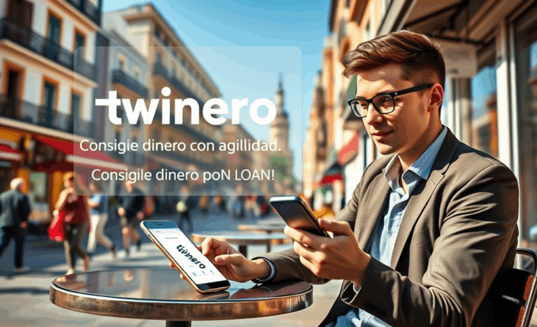 Imagen de una persona usando un ordenador para solicitar un préstamo online a través de Twinero.
